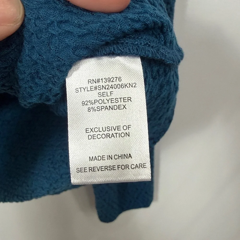 Les Serein Campinas Puff Sleeve Knit top Teal Green large.NWT.Stitch fix